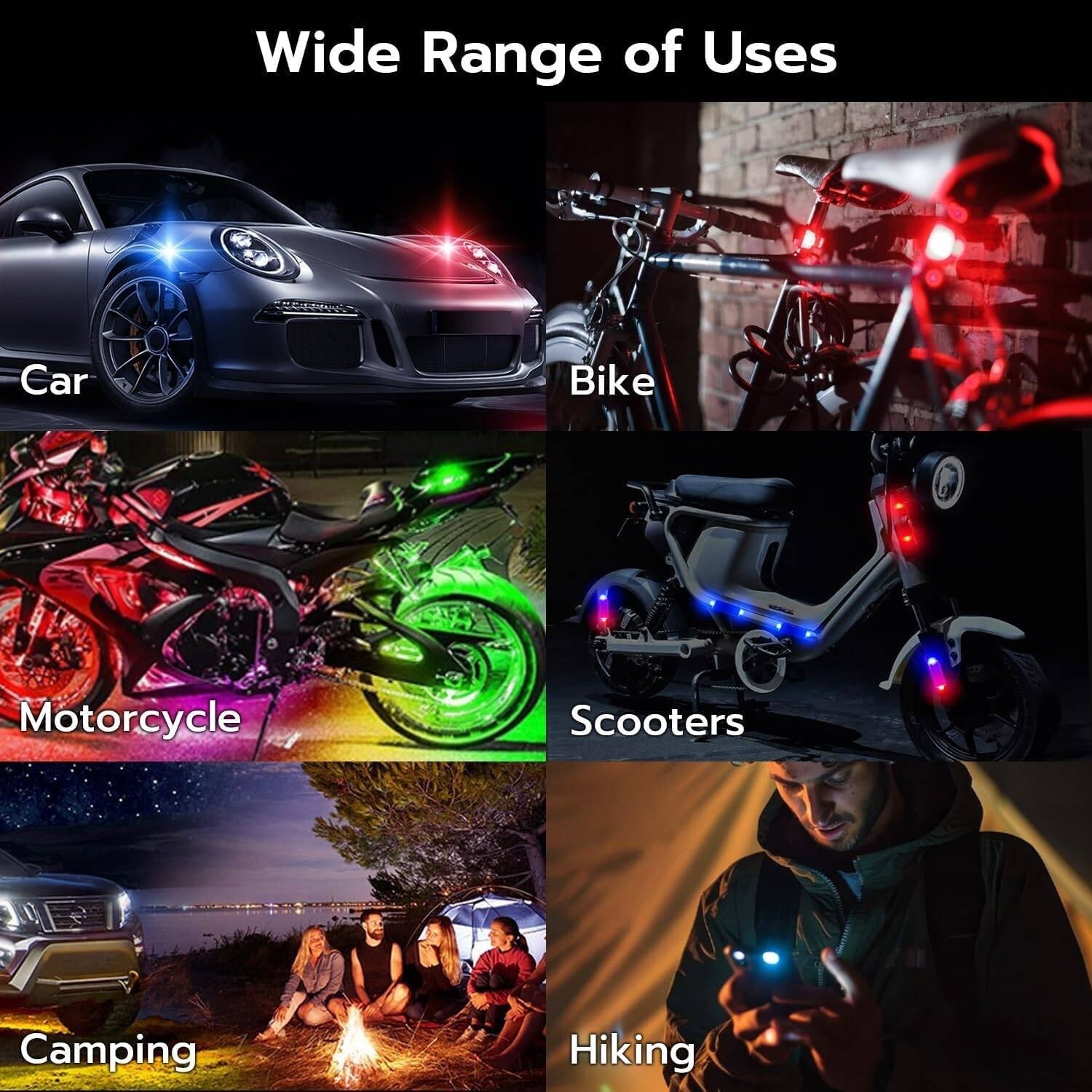 4PCS Wireless Car Interior LED Lights With Remote  7-Colour LED Lights For Signal Reminder & Decoration  Multi-Scene Use For Car Interior, Motorcycle & Temporary Needs  Portable LED Light Set
