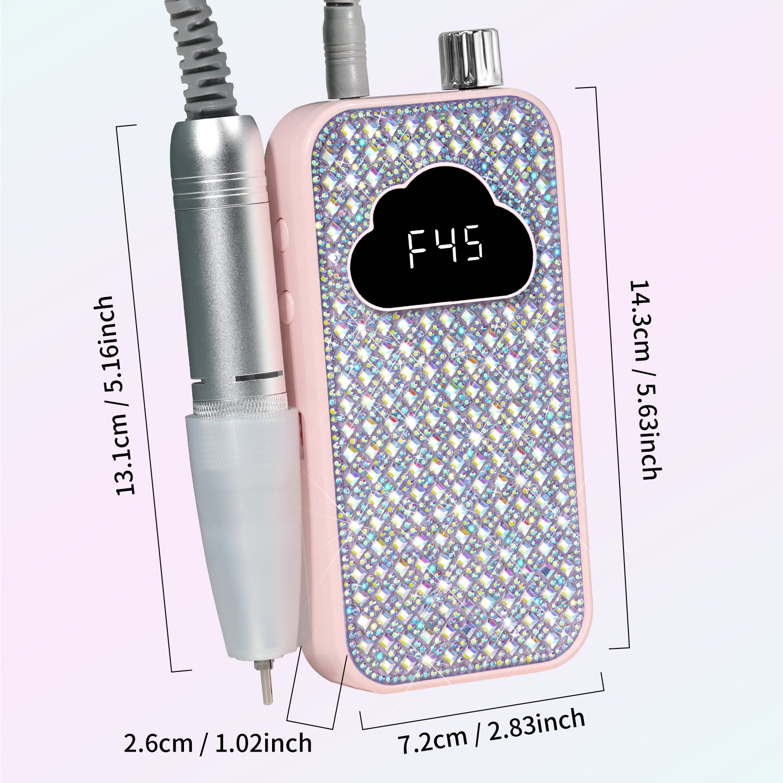 Professional Rechargeable Nail Drill Machine - 45000RPM Glitter Portable Cordless Nail Drill, Electric Nail File Kits With Bits & Base Easy Use E-File For Home & Salon Manicure Pedicure