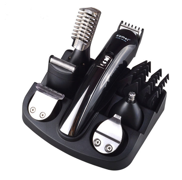 Kemei 6 in 1 Rechargeable Hair Trimmer Titanium Hair Clipper Electric Shaver Beard Trimmer Men Styling Tools Shaving Machine 600
